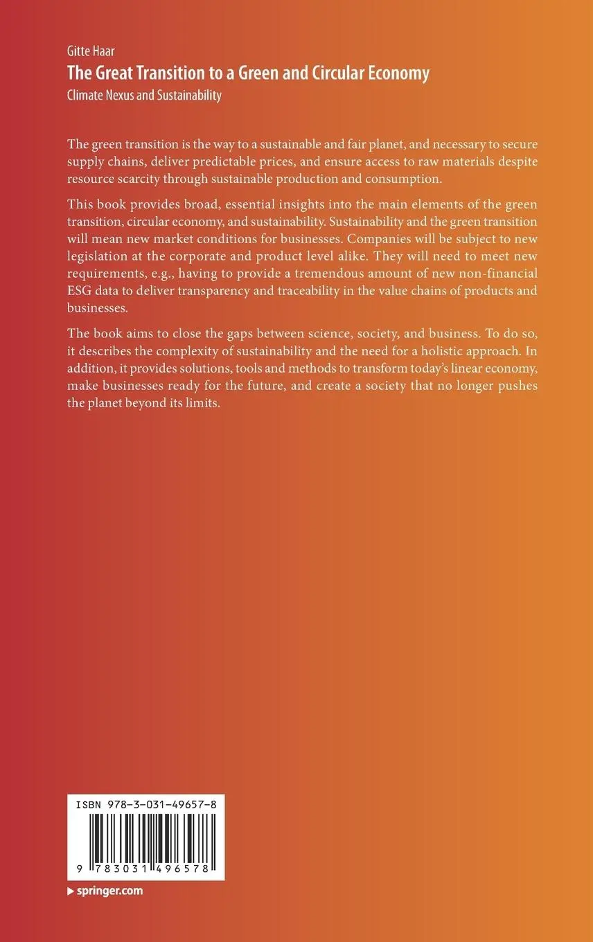 Rückseite: 9783031496578 | The Great Transition to a Green and Circular Economy | Gitte Haar