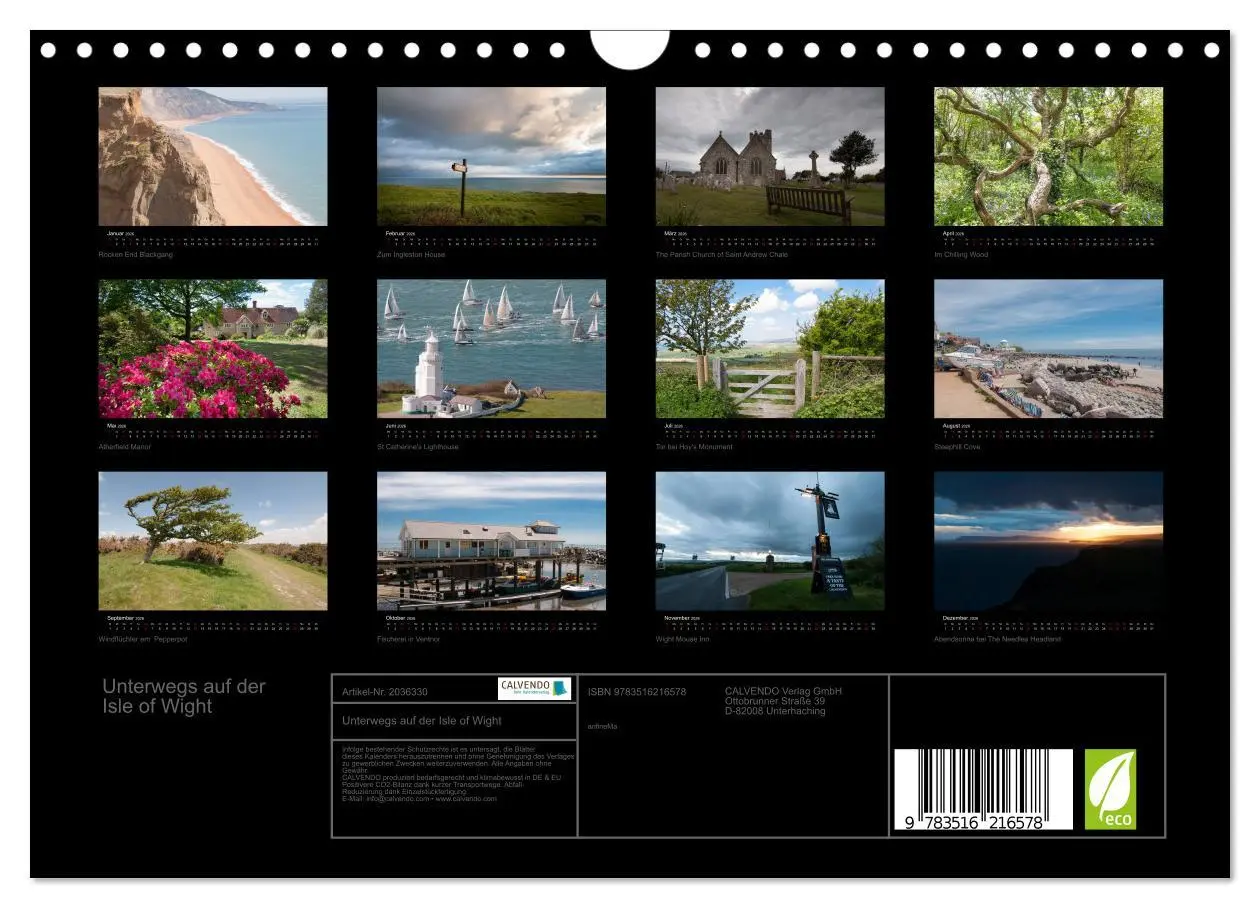 Bild: 9783516216578 | Unterwegs auf der Isle of Wight (Wandkalender 2026 DIN A4 quer),...