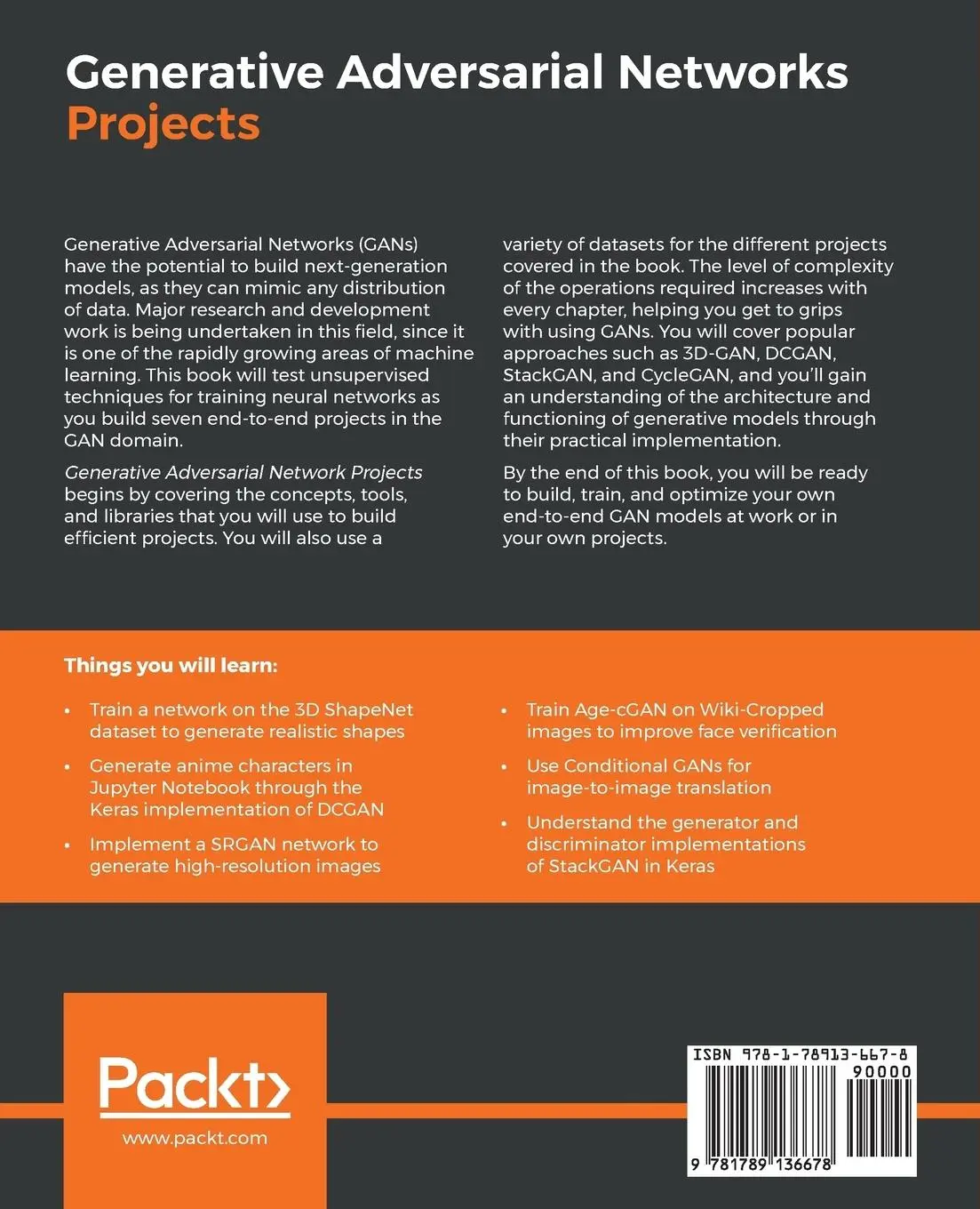 Rückseite: 9781789136678 | Generative Adversarial Networks Projects | Kailash Ahirwar | Buch