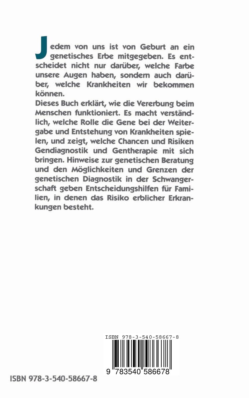 Rückseite: 9783540586678 | Chromosomen, Gene, Mutationen | Humangenetische Sprechstunde | Buch