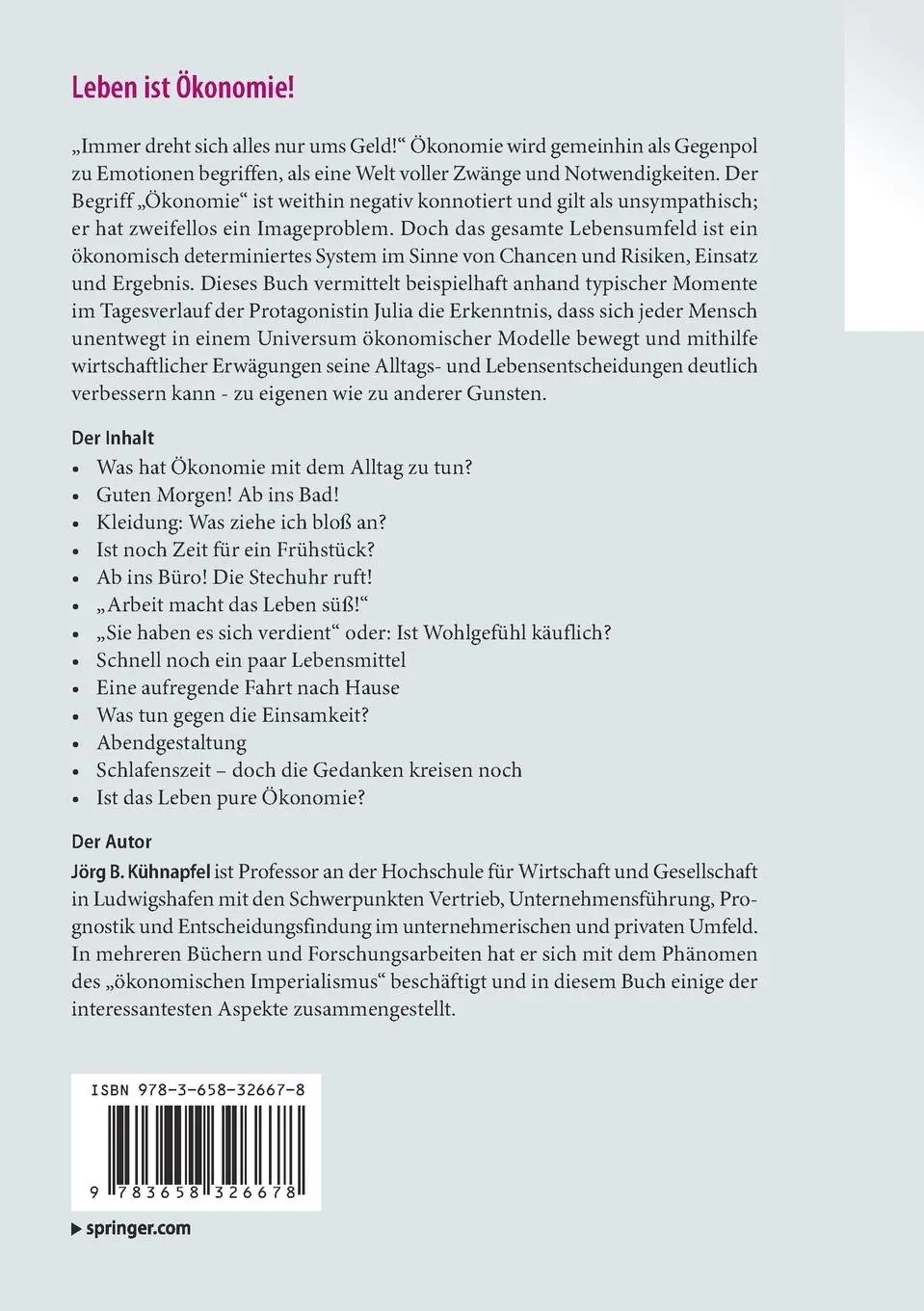 Rückseite: 9783658326678 | Leben ist Ökonomie! | Jörg B. Kühnapfel | Taschenbuch | viii | Deutsch