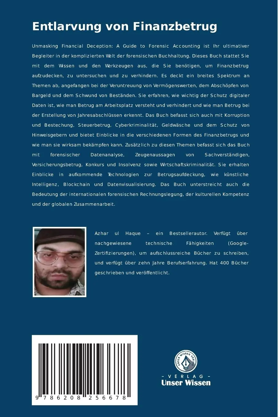 Rückseite: 9786208256678 | Entlarvung von Finanzbetrug | Azhar Ul Haque Sario | Taschenbuch