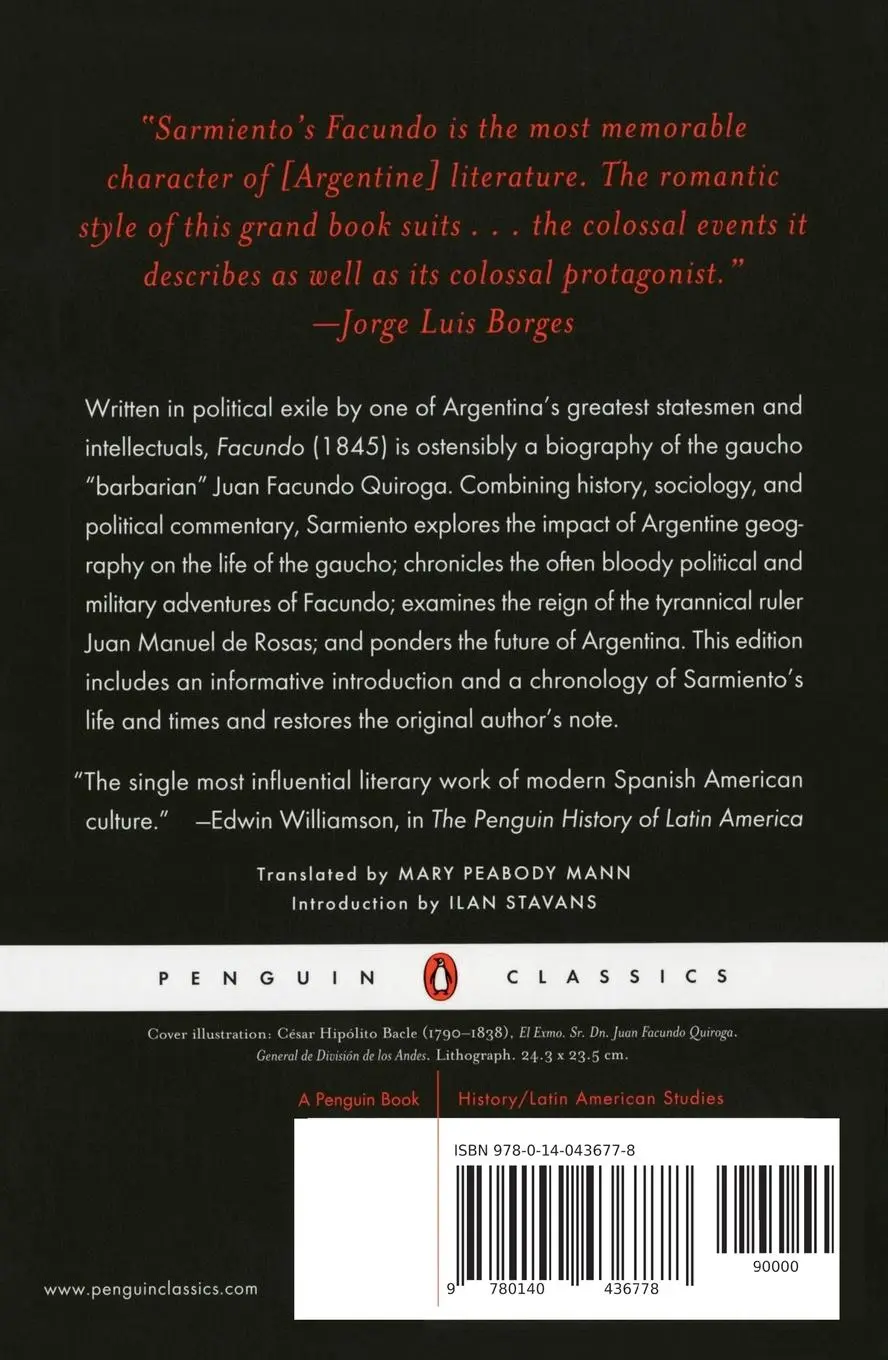 Rückseite: 9780140436778 | Facundo | Or, Civilization and Barbarism | Domingo F. Sarmiento | Buch