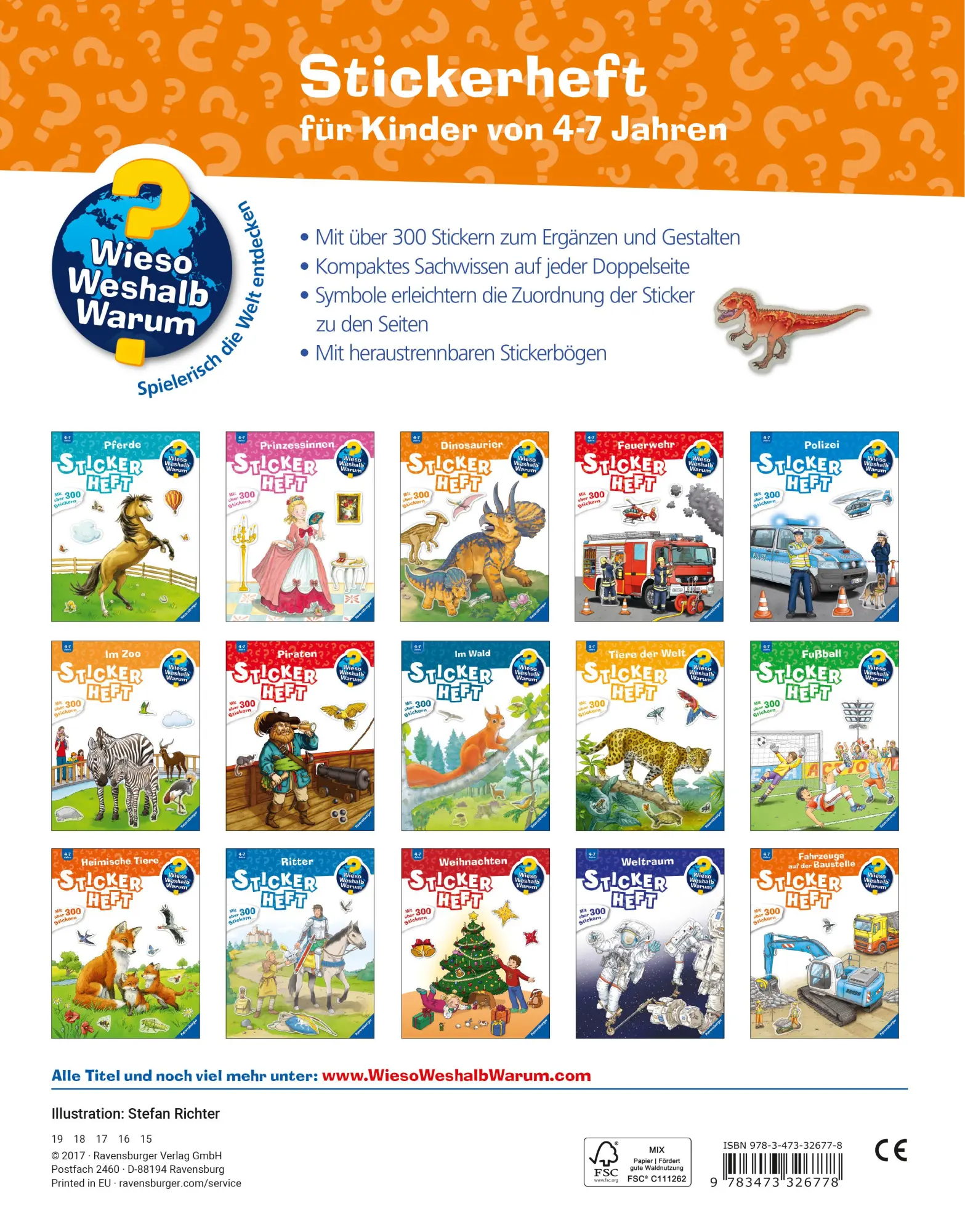 Rückseite: 9783473326778 | Dinosaurier Stickerheft | Stefan Richter | Taschenbuch | 24 S. | 2017