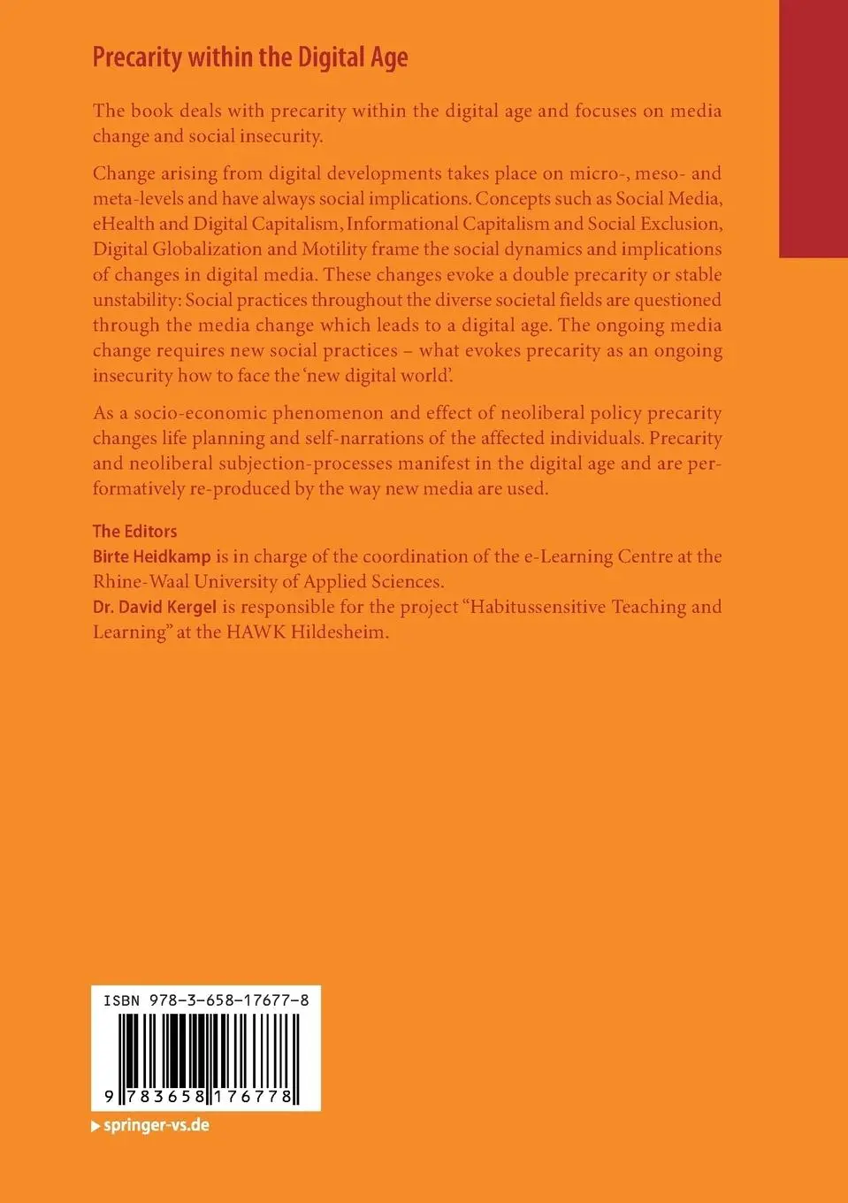 Rückseite: 9783658176778 | Precarity within the Digital Age | Media Change and Social Insecurity