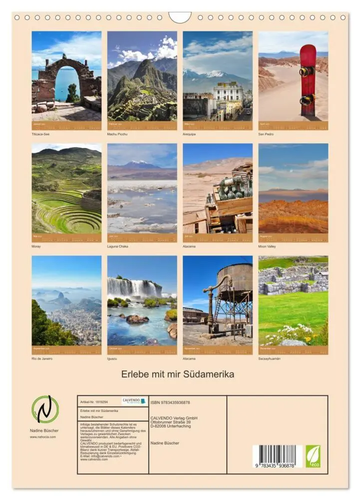 Bild: 9783435936878 | Erlebe mit mir Südamerika (Wandkalender 2025 DIN A3 hoch), CALVENDO...