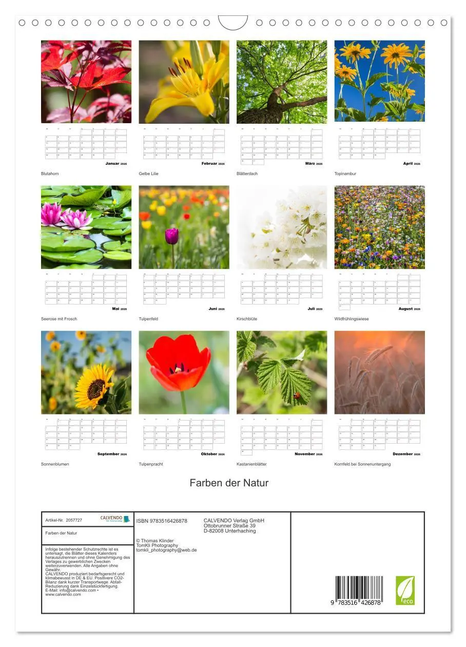 Bild: 9783516426878 | Farben der Natur (Wandkalender 2026 DIN A3 hoch), CALVENDO...