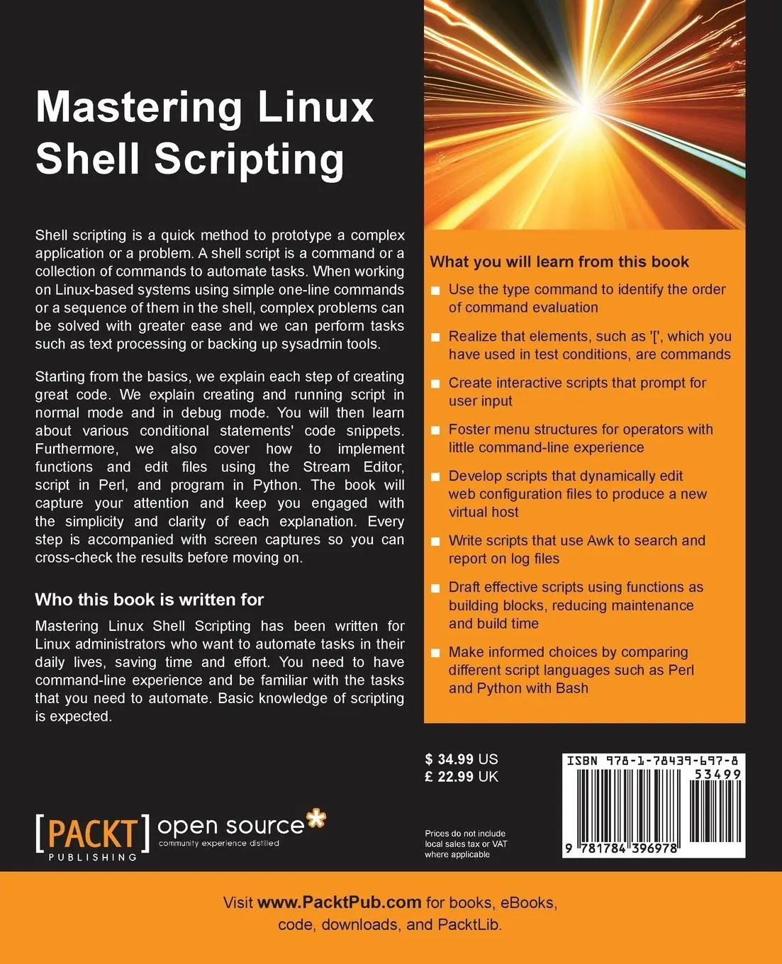 Rückseite: 9781784396978 | Mastering Linux Shell Scripting | Andrew Mallett | Taschenbuch | 2015