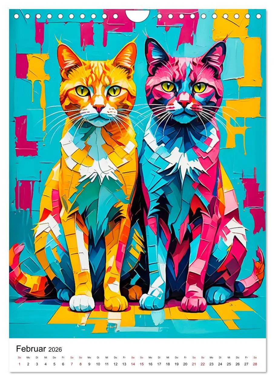 Bild: 9783457256978 | Pop-Art Katzen - Moderne, verrückte Katzenporträts (Wandkalender...