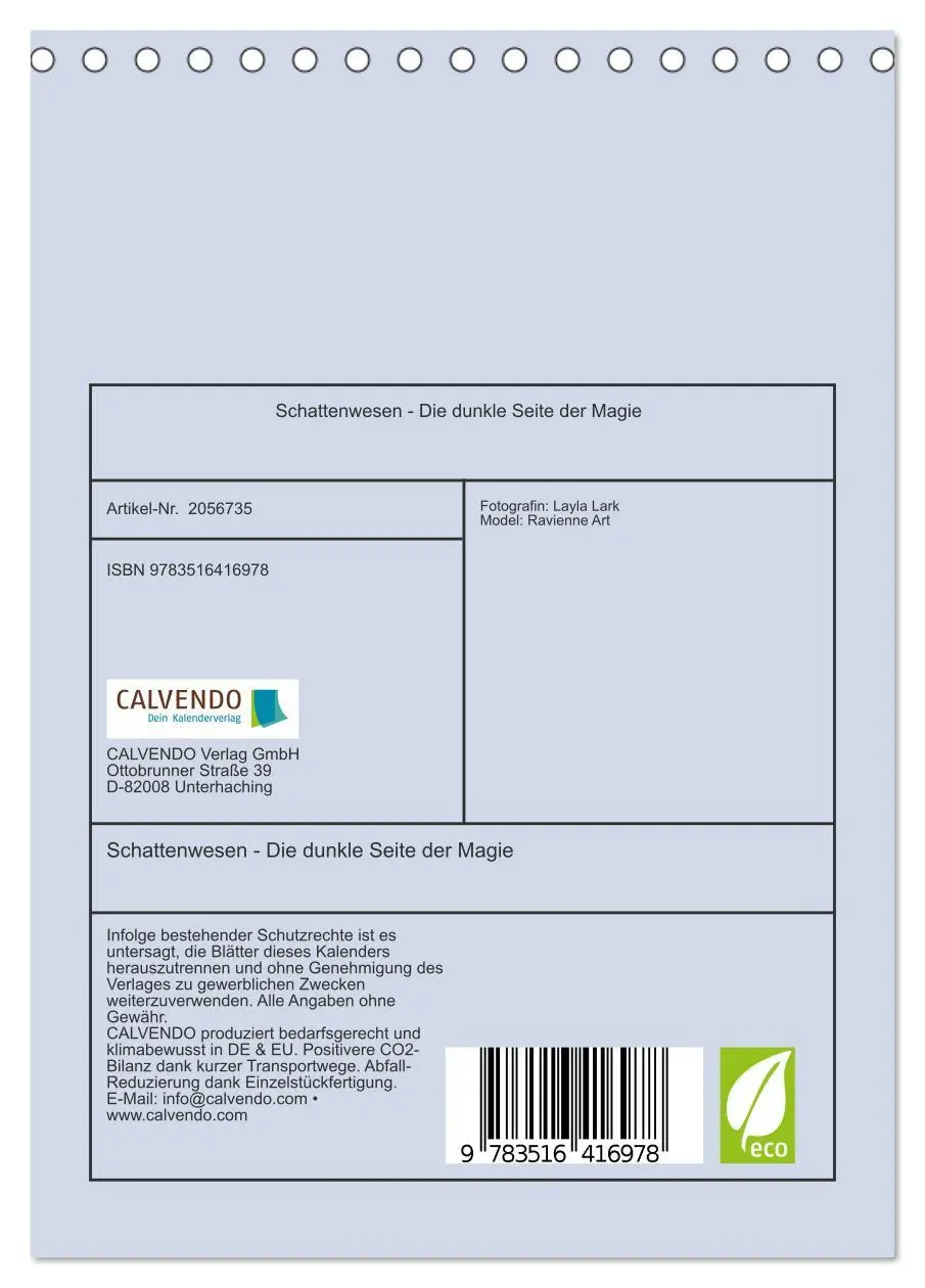 Bild: 9783516416978 | Schattenwesen - Die dunkle Seite der Magie (Tischkalender 2026 DIN...