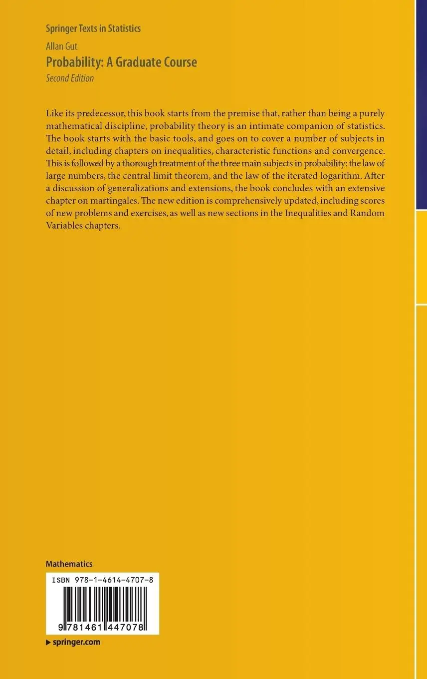 Rückseite: 9781461447078 | Probability: A Graduate Course | Allan Gut | Buch | xxvi | Englisch