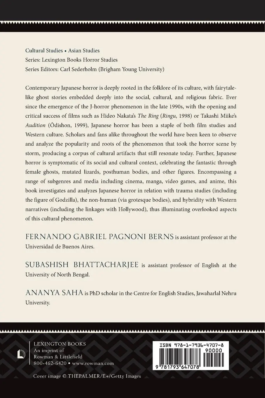 Rückseite: 9781793647078 | Japanese Horror Culture | Fernando Gabriel Pagnoni Berns (u. a.)
