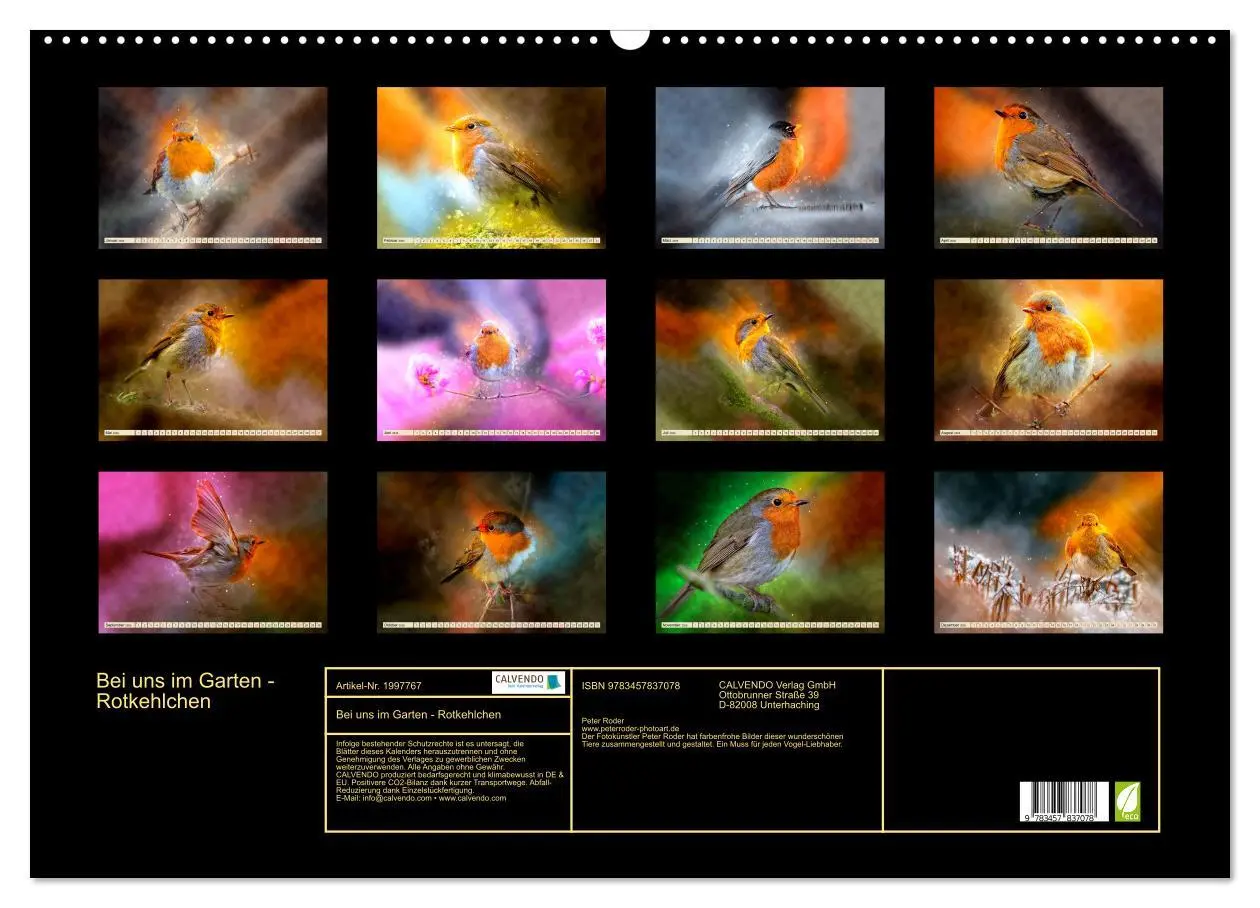 Bild: 9783457837078 | Bei uns im Garten - Rotkehlchen (Wandkalender 2026 DIN A2 quer),...