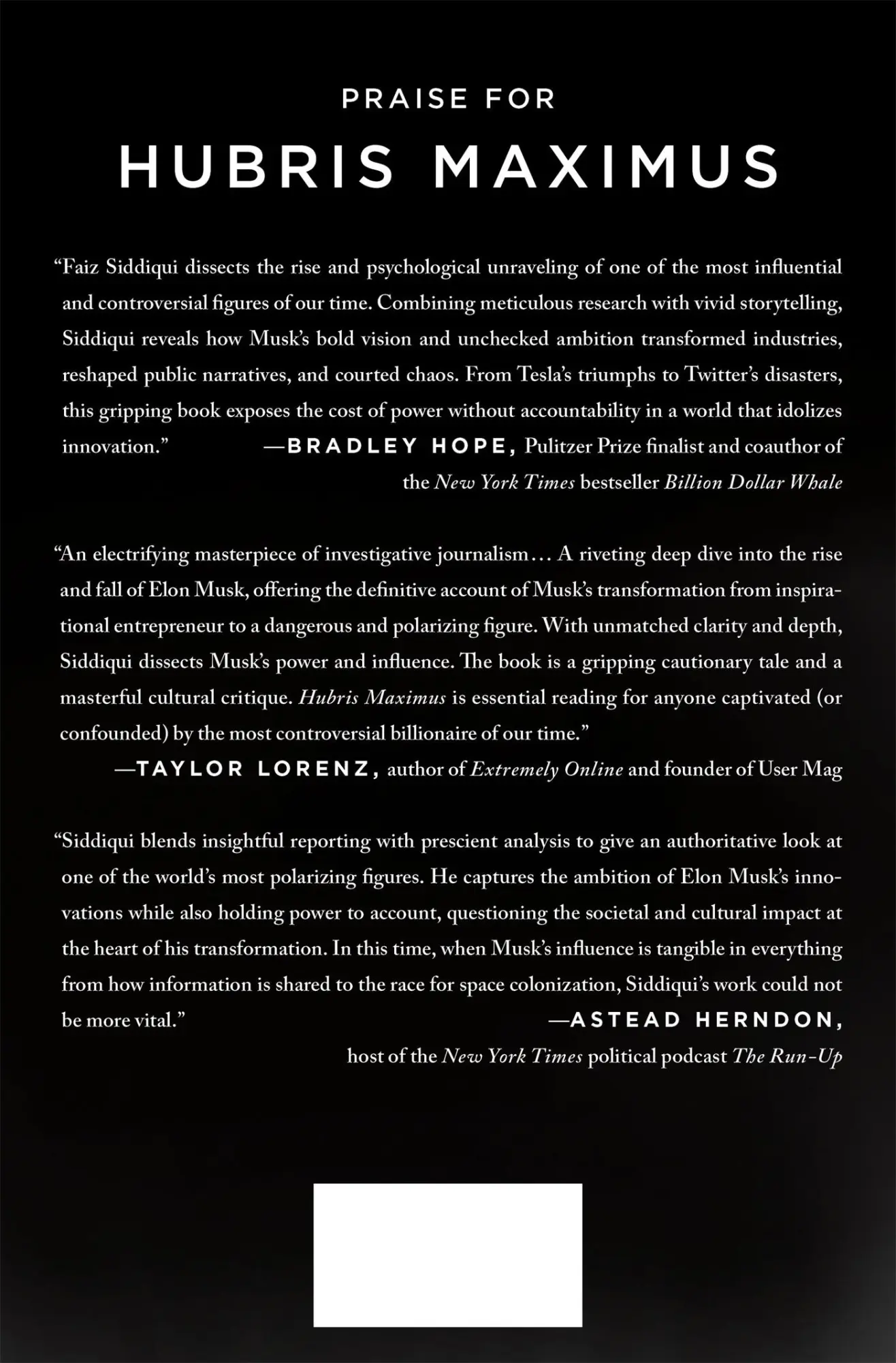 Rückseite: 9781250327178 | Hubris Maximus | The Shattering of Elon Musk | Faiz Siddiqui | Buch