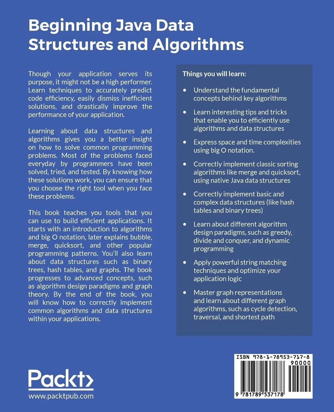 Rückseite: 9781789537178 | Beginning Java Data Structures and Algorithms | James Cutajar | Buch