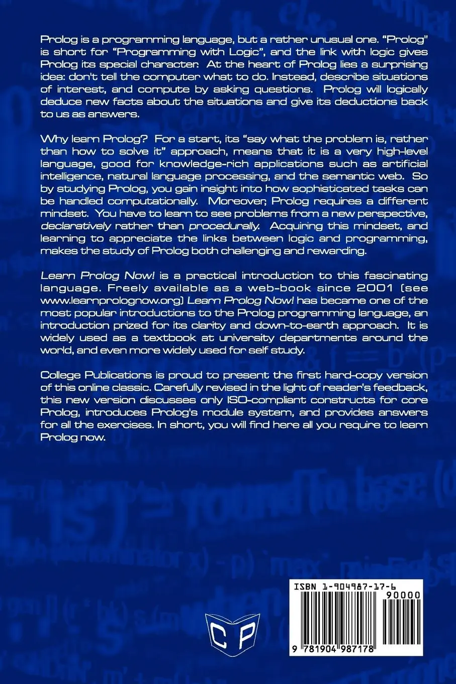 Rückseite: 9781904987178 | Learn PROLOG Now! | P. Blackburn (u. a.) | Taschenbuch | Englisch