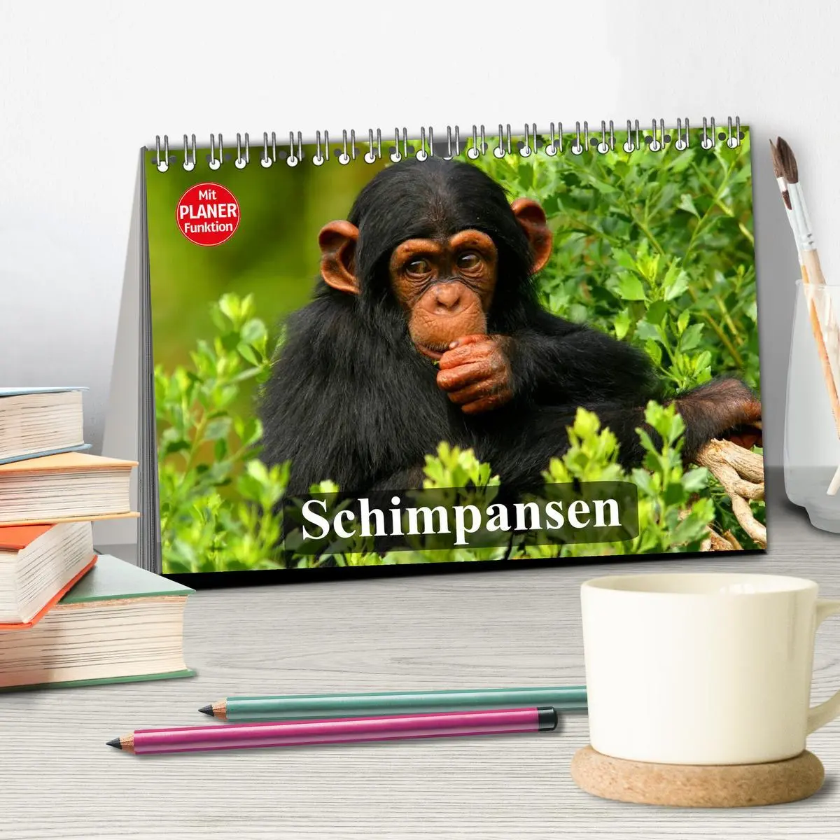 Bild: 9783457997178 | Schimpansen (Tischkalender 2026 DIN A5 quer), CALVENDO Monatskalender