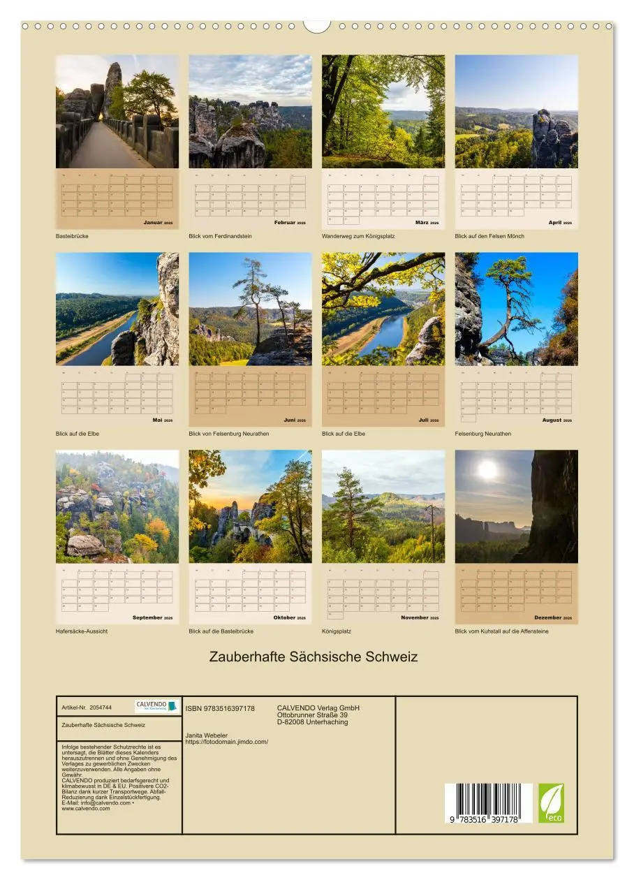 Bild: 9783516397178 | Zauberhafte Sächsische Schweiz (hochwertiger Premium Wandkalender...