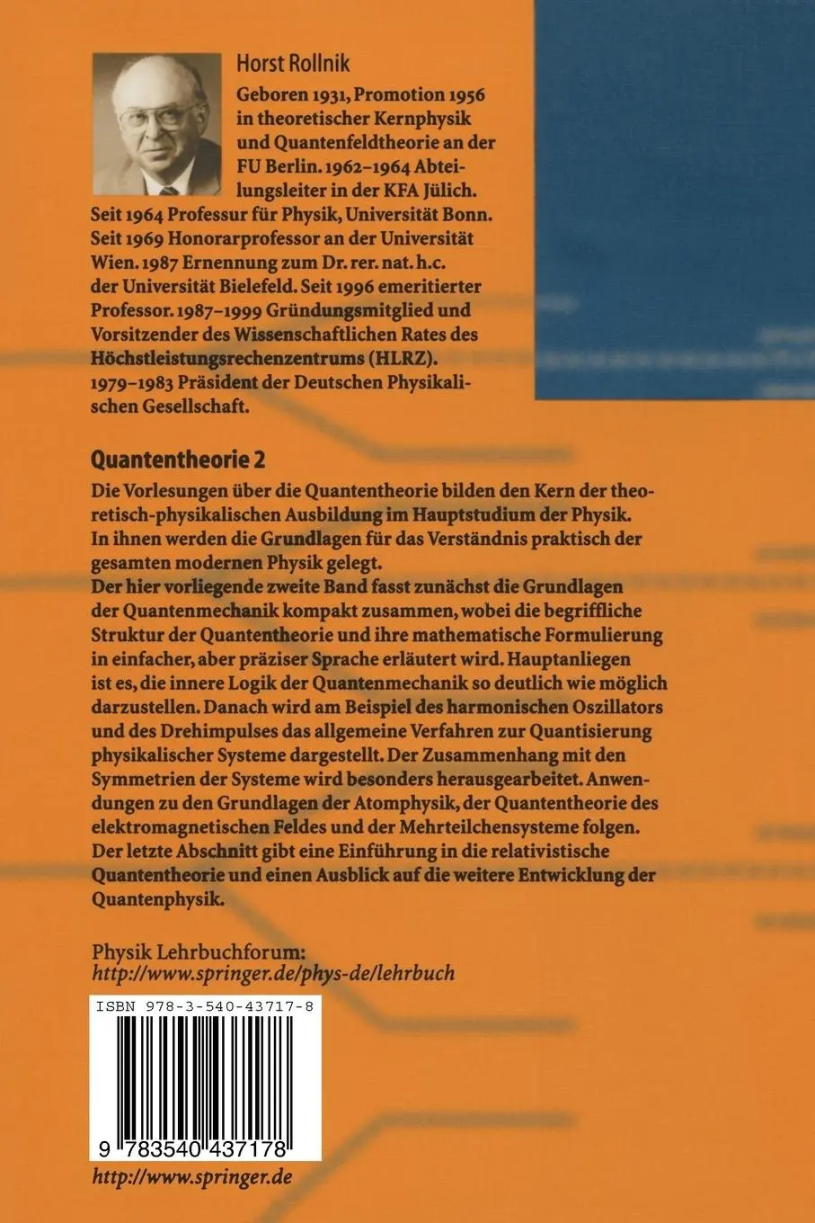 Rückseite: 9783540437178 | Quantentheorie 2 | Horst Rollnik | Taschenbuch | xiv | Deutsch | 2002
