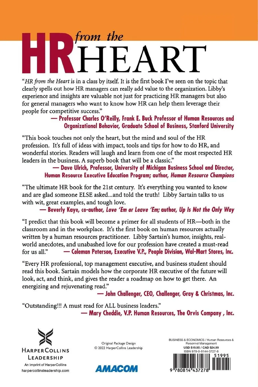 Rückseite: 9780814437278 | HR from the Heart | Libby Sartain (u. a.) | Taschenbuch | Englisch