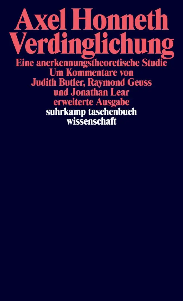 Cover: 9783518297278 | Verdinglichung | Eine anerkennungstheoretische Studie | Axel Honneth