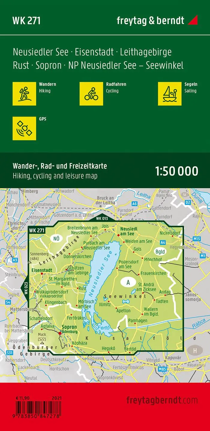 Rückseite: 9783850847278 | freytag &amp; berndt Wanderkarte WK 271 Neusiedler See, Eisenstadt -...