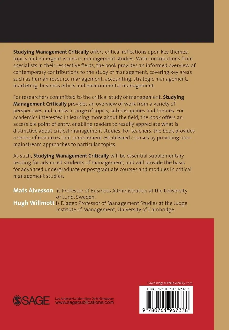 Rückseite: 9780761967378 | Studying Management Critically | Hugh Willmott (u. a.) | Taschenbuch