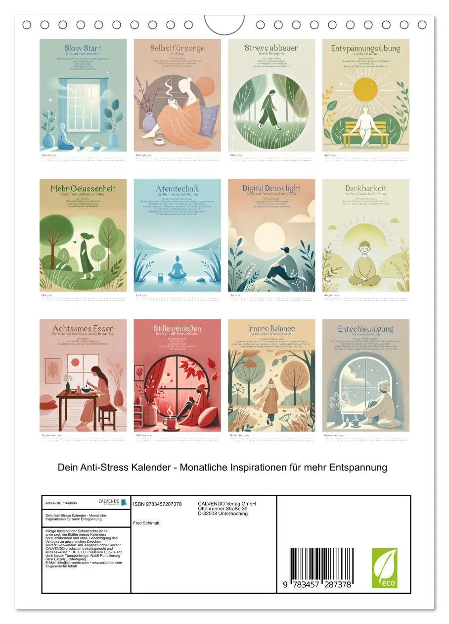 Bild: 9783457287378 | Dein Anti-Stress Kalender - Monatliche Inspirationen für mehr...