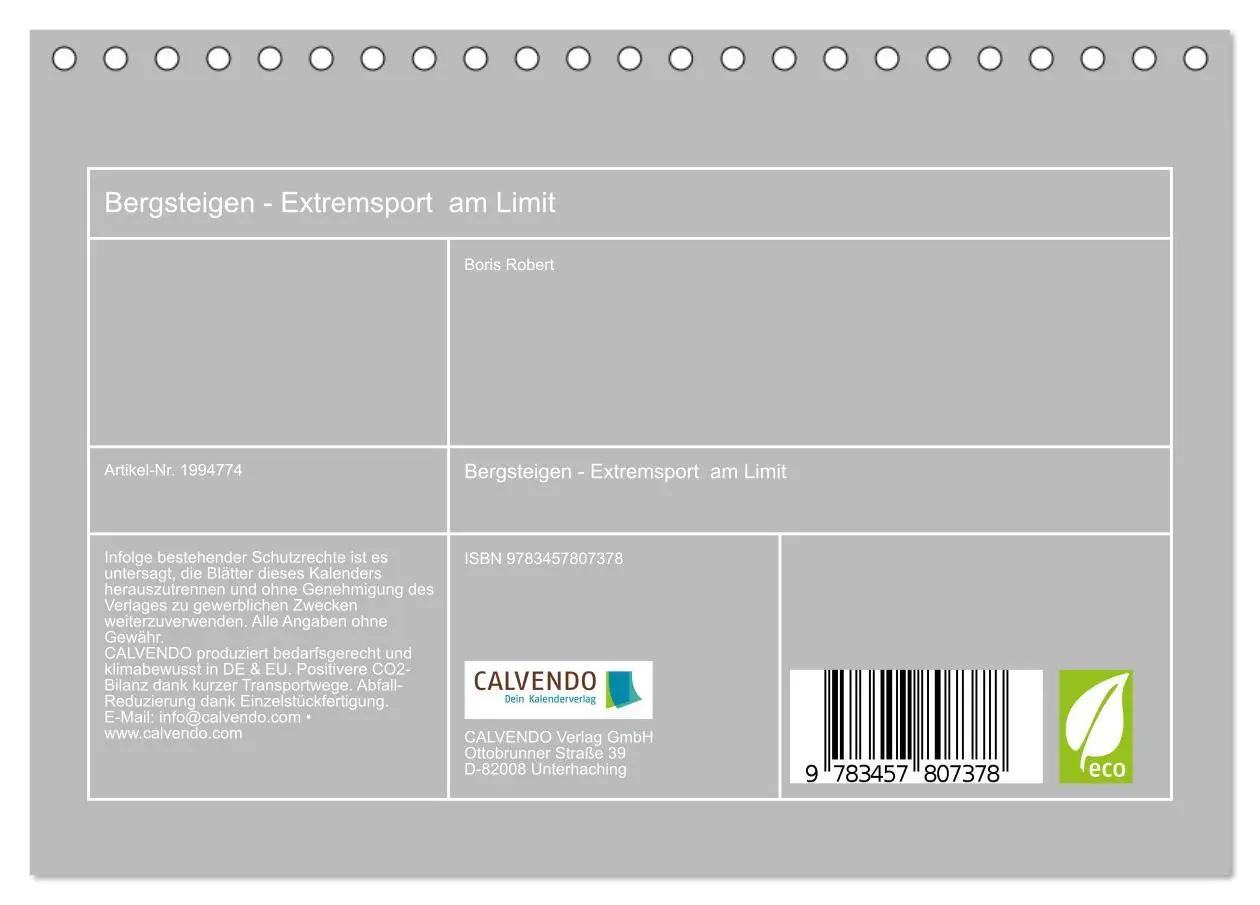 Bild: 9783457807378 | Bergsteigen - Extremsport am Limit (Tischkalender 2026 DIN A5...