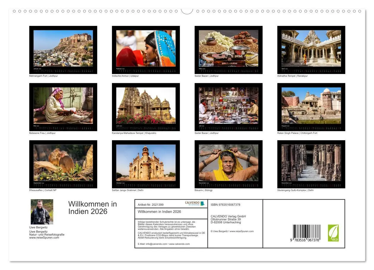 Bild: 9783516067378 | Willkommen in Indien 2026 (hochwertiger Premium Wandkalender 2026...