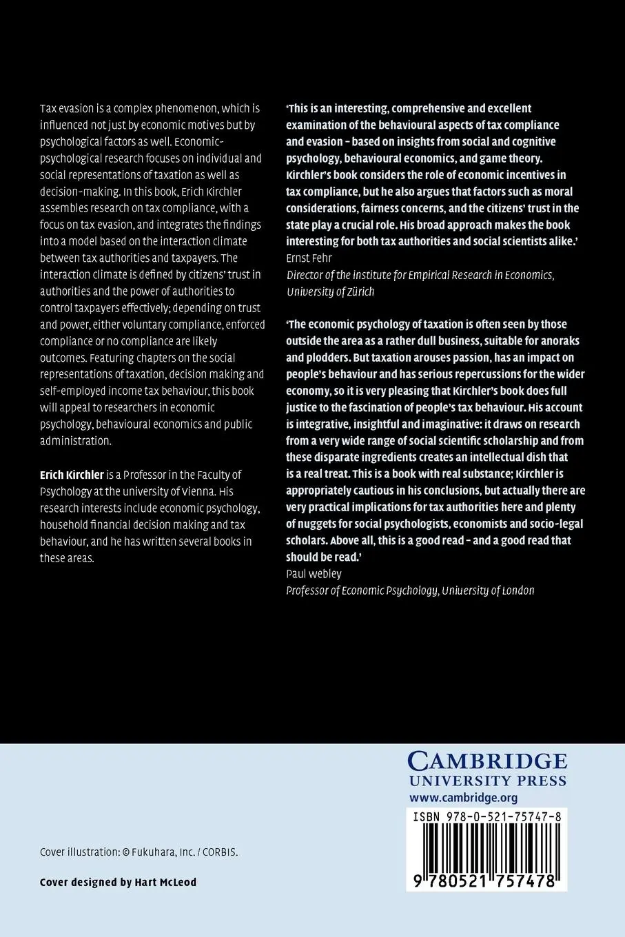 Rückseite: 9780521757478 | The Economic Psychology of Tax Behaviour | Erich Kirchler | Buch