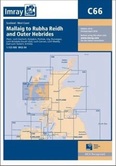 Cover: 9781846237478 | Imray Chart C66 | Mallaig to Rudha Reidh and Outer Hebrides | Imray