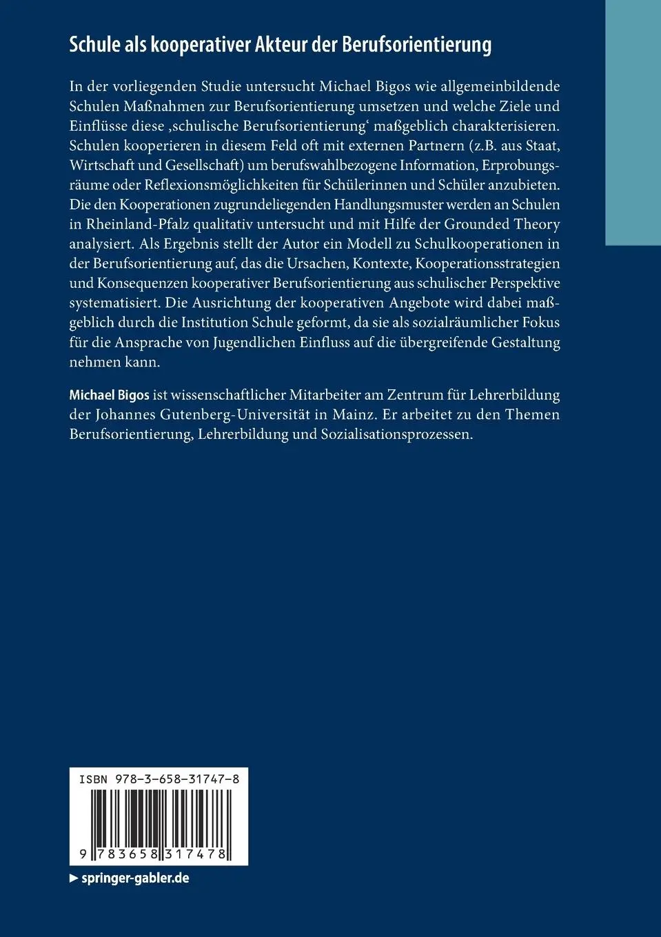 Rückseite: 9783658317478 | Schule als kooperativer Akteur der Berufsorientierung | Michael Bigos