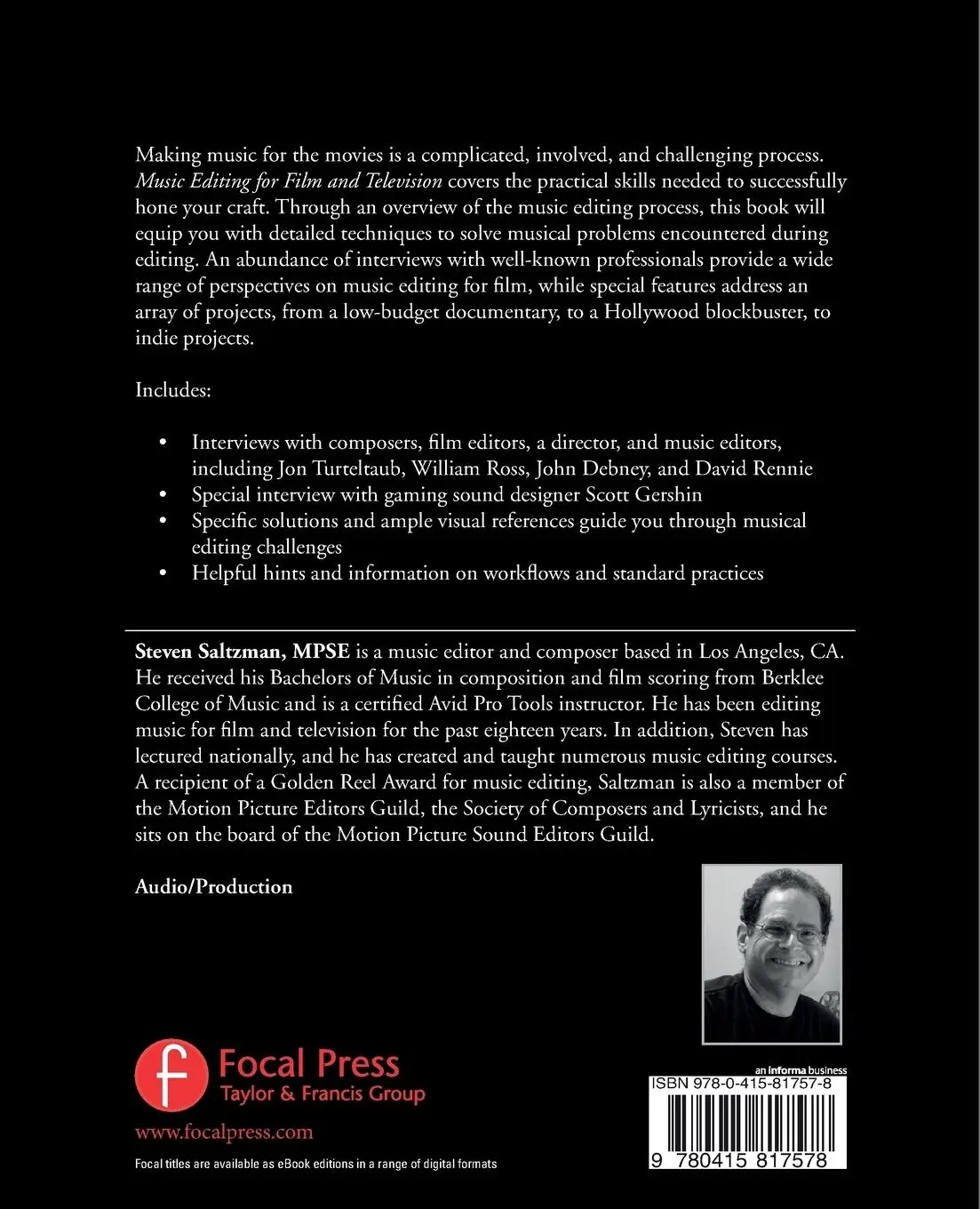 Rückseite: 9780415817578 | Music Editing for Film and Television | The Art and the Process | Buch