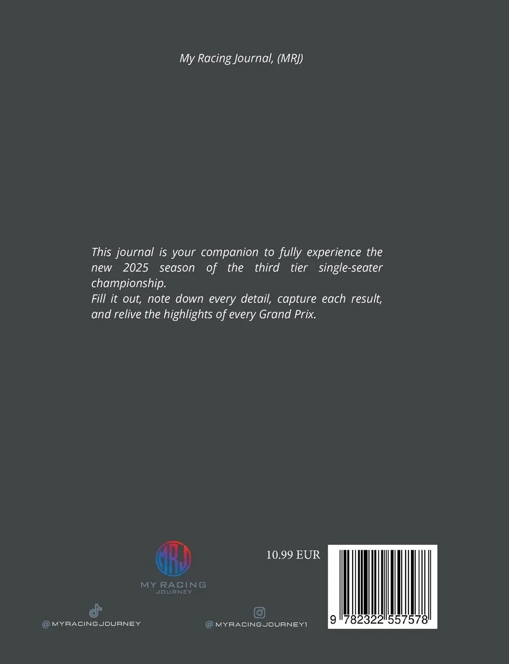 Rückseite: 9782322557578 | My Racing Journal 2025: Your 2025 season journal to fill | Journal