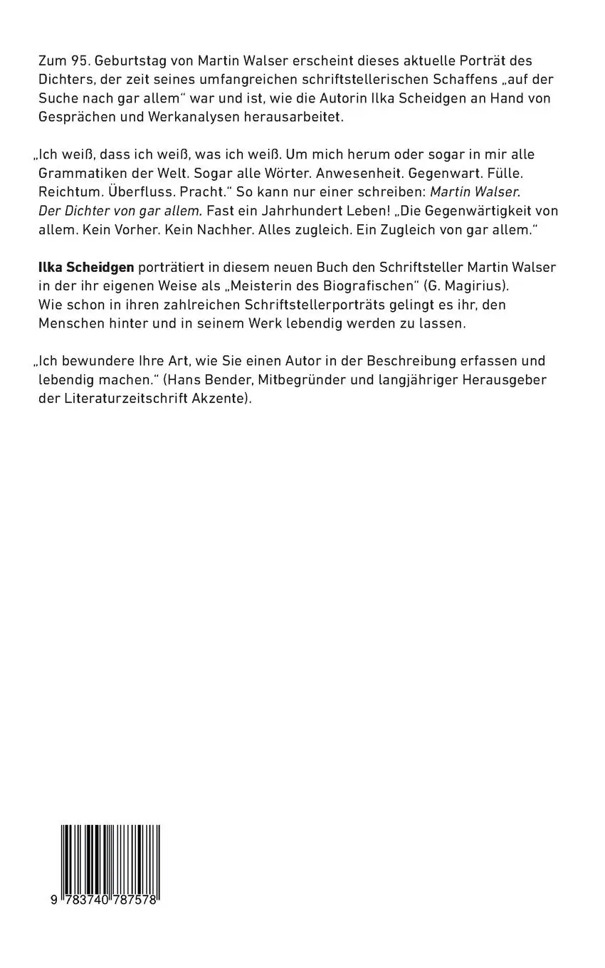 Rückseite: 9783740787578 | Martin Walser | Auf der Suche nach gar allem | Ilka Scheidgen | Buch