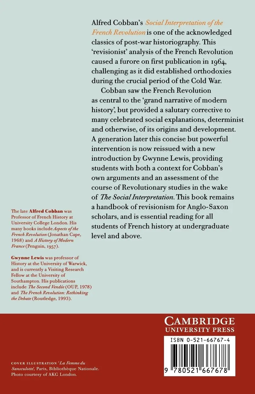 Rückseite: 9780521667678 | The Social Interpretation of the French Revolution | Alfred Cobban