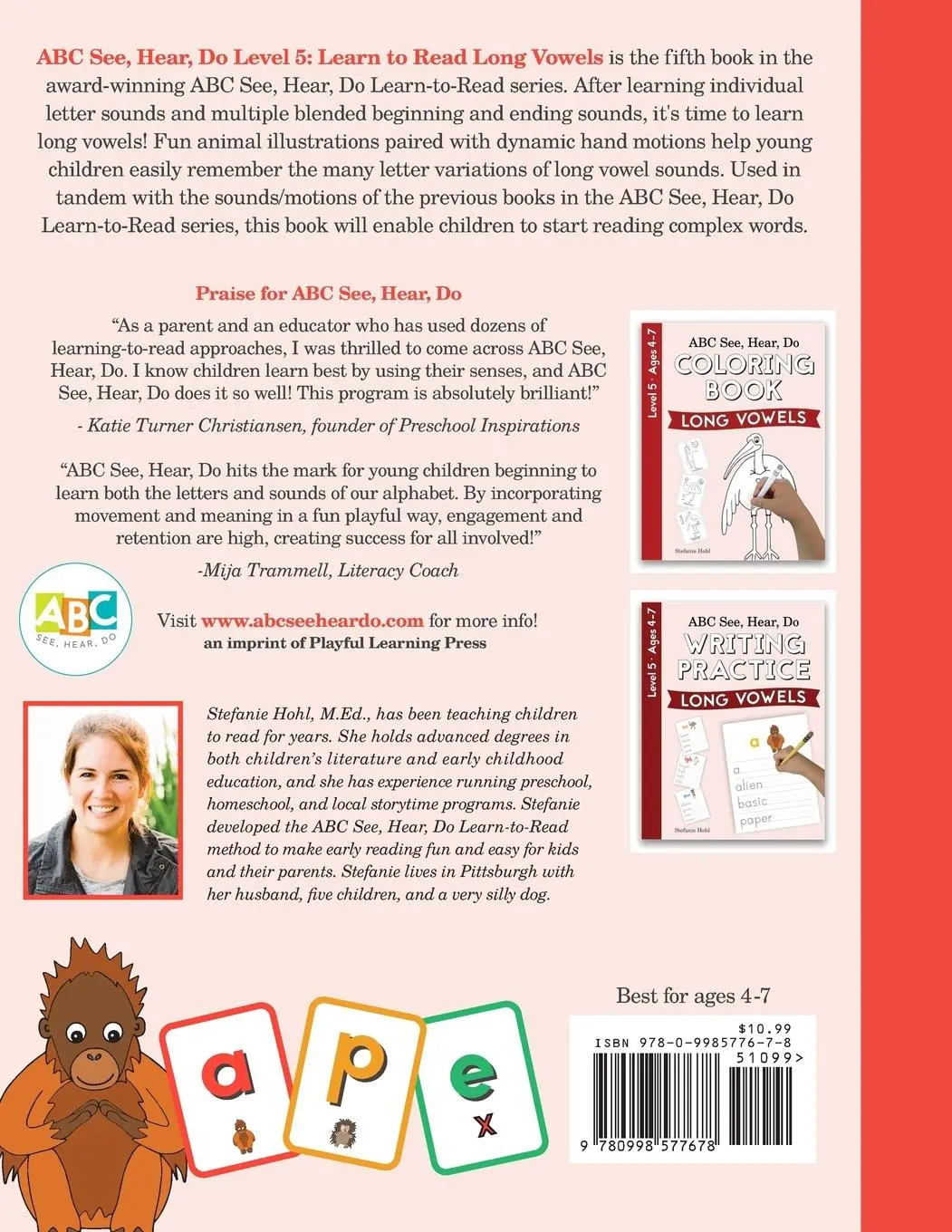 Rückseite: 9780998577678 | ABC See, Hear, Do Level 5 | Learn to Read Long Vowels | Stefanie Hohl