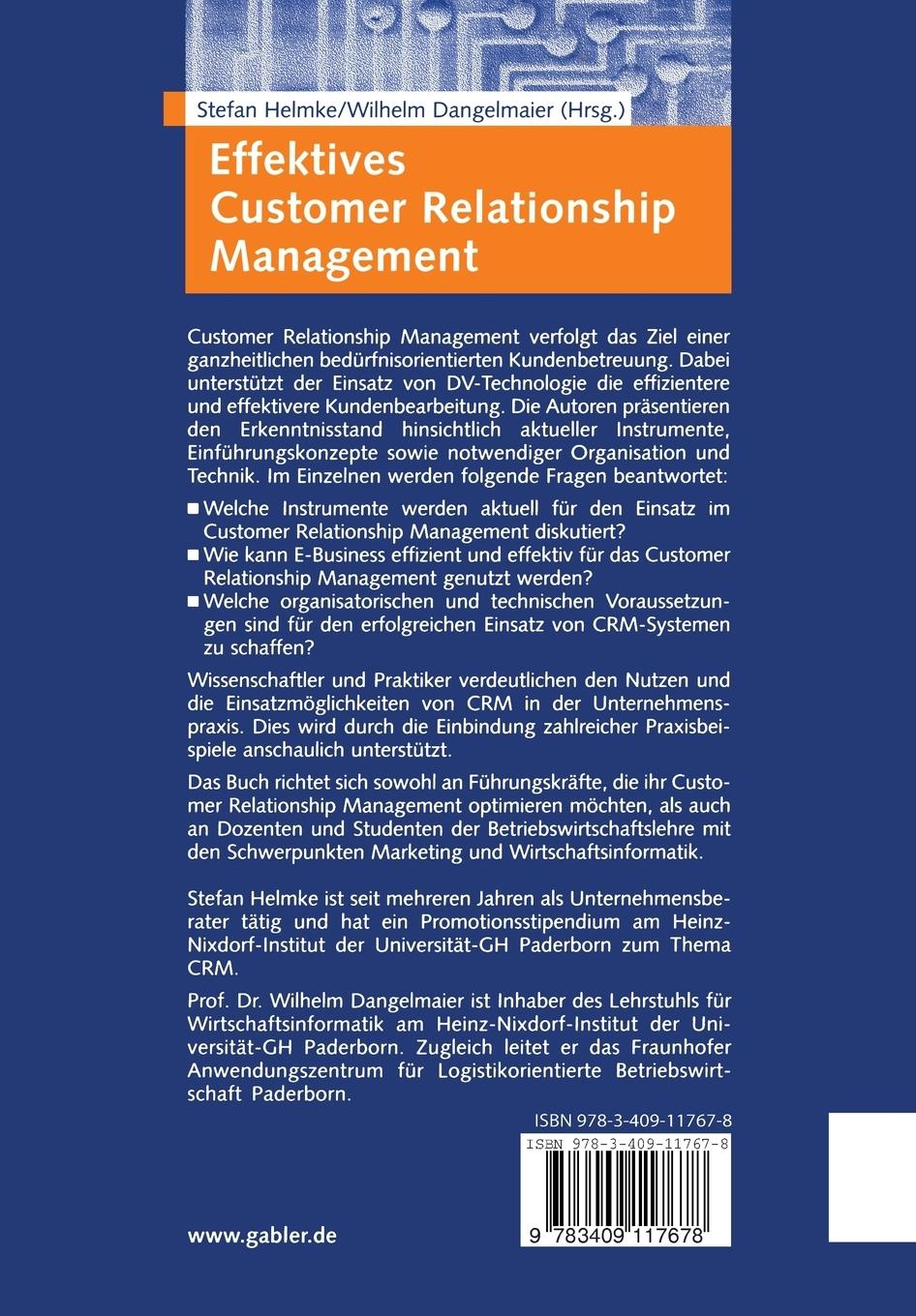 Rückseite: 9783409117678 | Effektives Customer Relationship Management | Stefan Helmke (u. a.)
