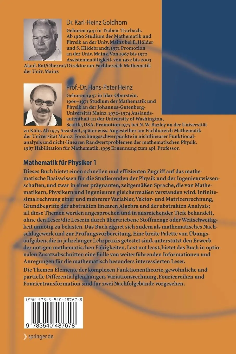 Rückseite: 9783540487678 | Mathematik für Physiker 1 | Hans-Peter Heinz (u. a.) | Taschenbuch