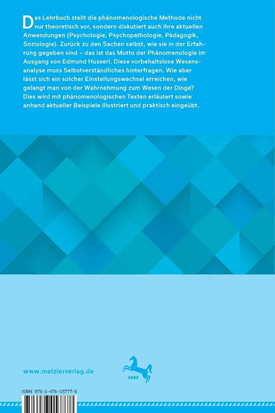 Rückseite: 9783476057778 | Phänomenologie | Eine Einführung | Maren Wehrle | Taschenbuch | IX