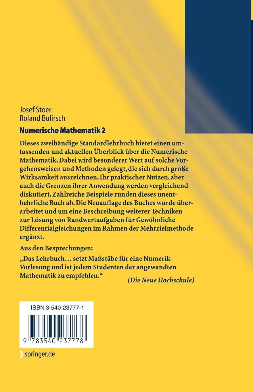 Rückseite: 9783540237778 | Numerische Mathematik 2 | Roland Bulirsch (u. a.) | Taschenbuch | 2005