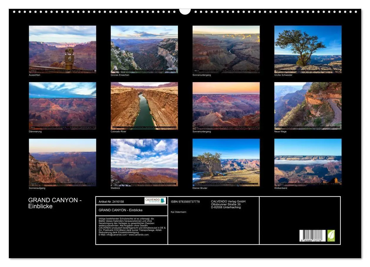 Bild: 9783569737778 | GRAND CANYON - Einblicke (Wandkalender 2027 DIN A2 quer), CALVENDO...