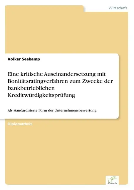 Cover: 9783838637778 | Eine kritische Auseinandersetzung mit Bonitätsratingverfahren zum...