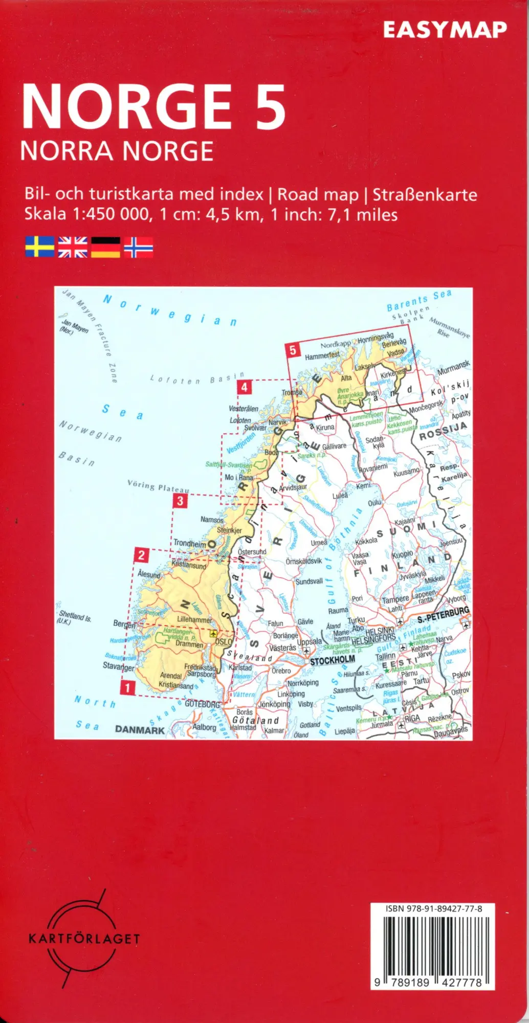 Bild: 9789189427778 | 5 Norra norge | 1:450000 | (Land-)Karte | Norstedts Easy Map Norway