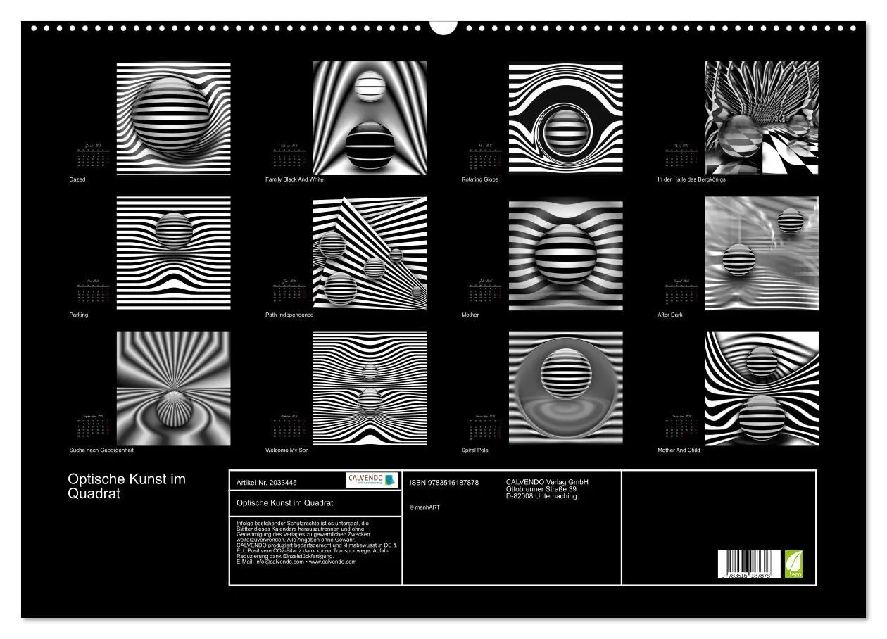 Bild: 9783516187878 | Optische Kunst im Quadrat (Wandkalender 2026 DIN A2 quer), CALVENDO...