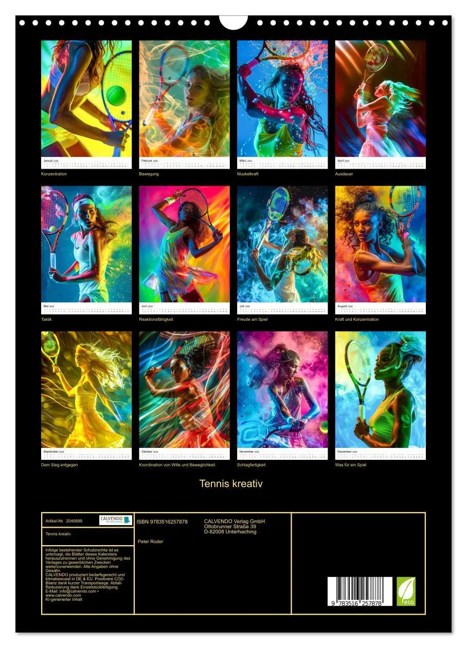 Bild: 9783516257878 | Tennis kreativ (Wandkalender 2026 DIN A3 hoch), CALVENDO...