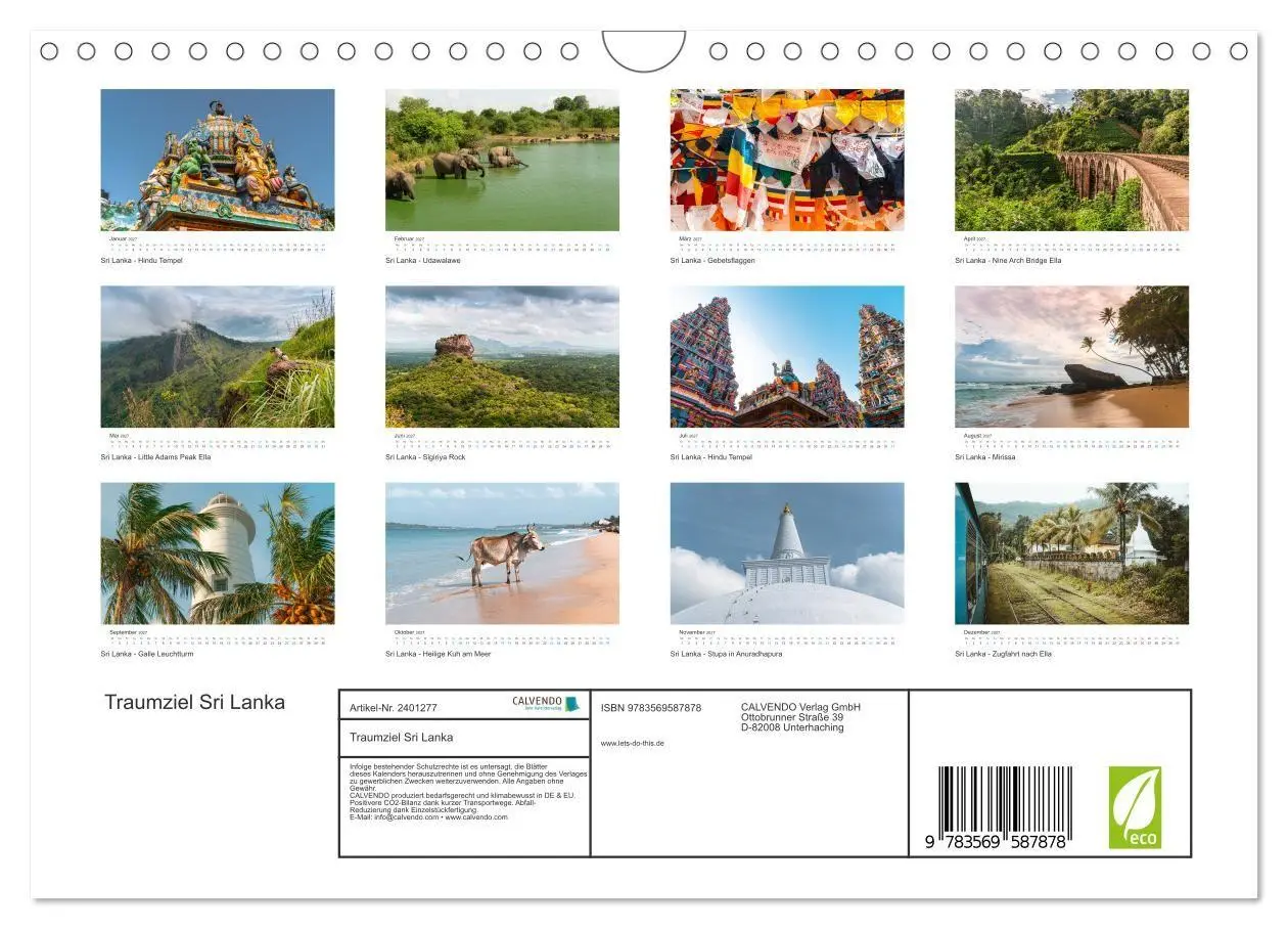 Bild: 9783569587878 | Traumziel Sri Lanka (Wandkalender 2027 DIN A4 quer), CALVENDO...