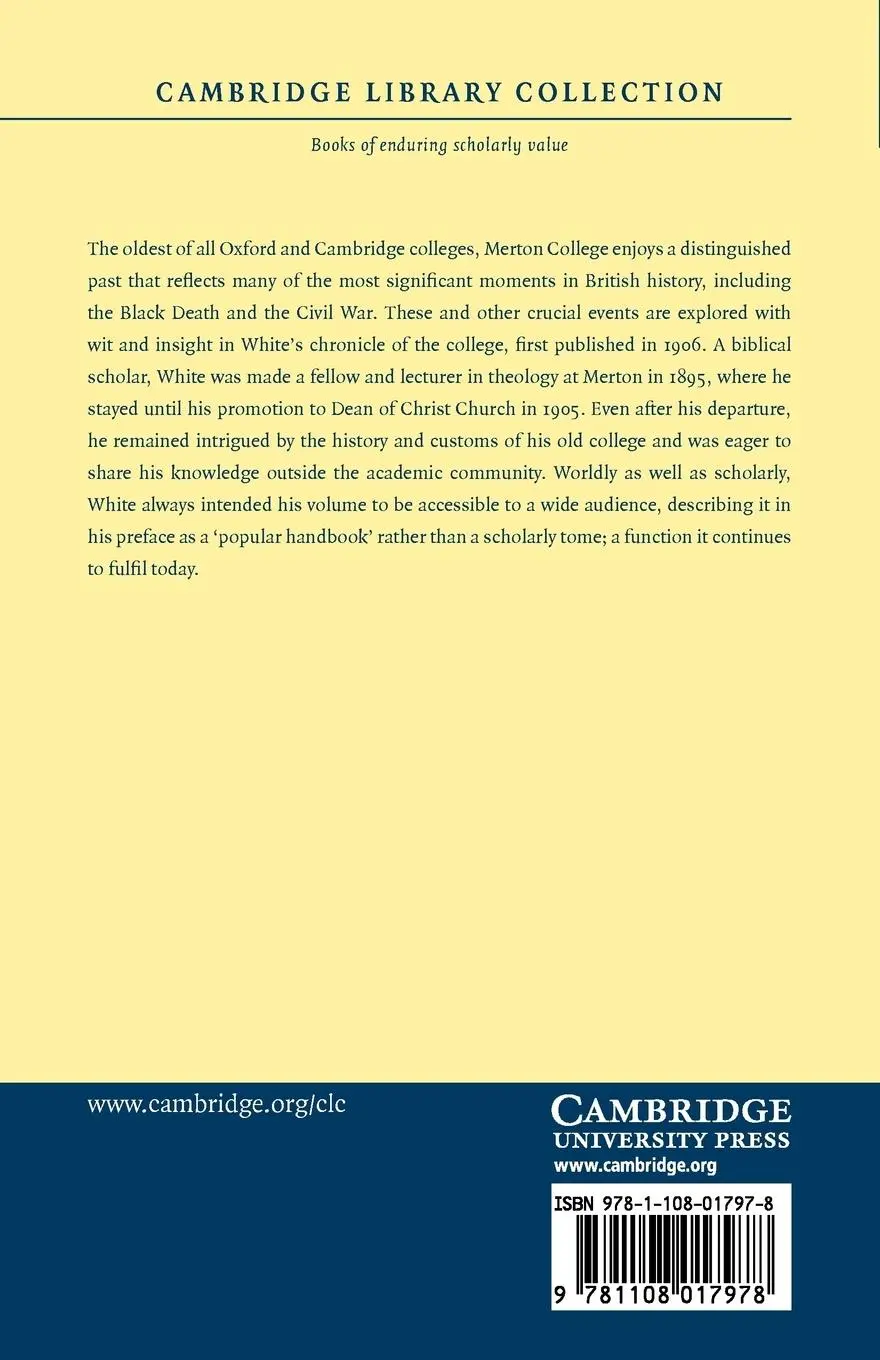 Rückseite: 9781108017978 | Merton College, Oxford | White Henry Julian (u. a.) | Taschenbuch