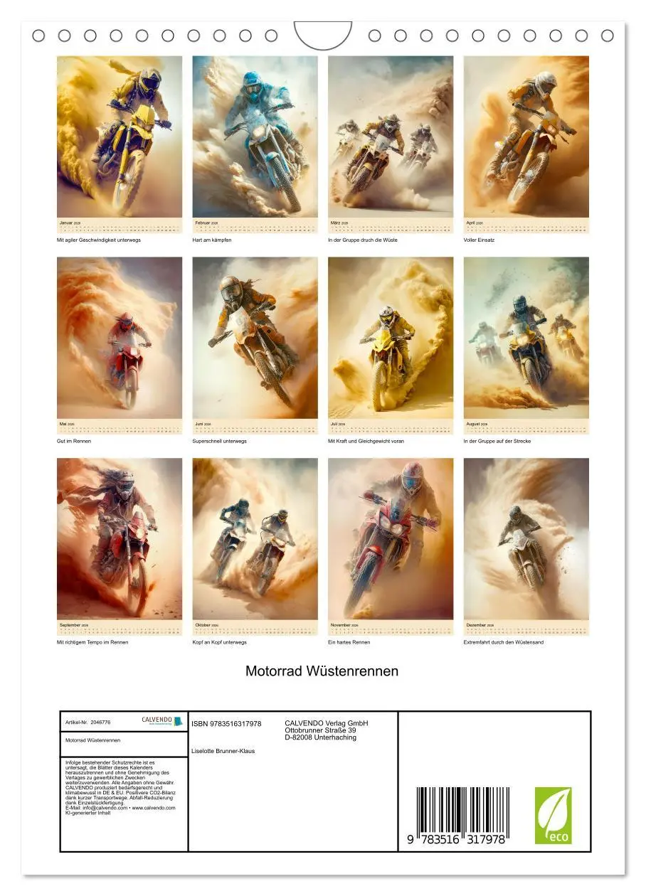 Bild: 9783516317978 | Motorrad Wüstenrennen (Wandkalender 2026 DIN A4 hoch), CALVENDO...